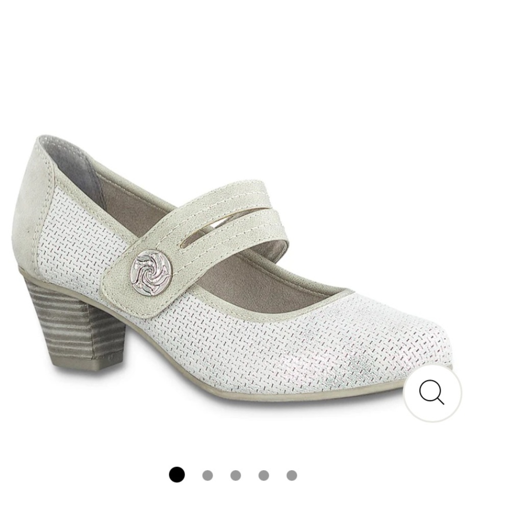 Jana Nubuck Silver Grey Leather  2” chunky heel  side strap slip in Mary Jane 9